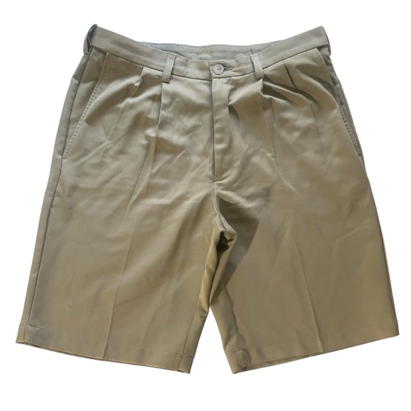 Haggar Tan Flat Front Shorts Versatile Cotton Blend - Picture 1 of 9